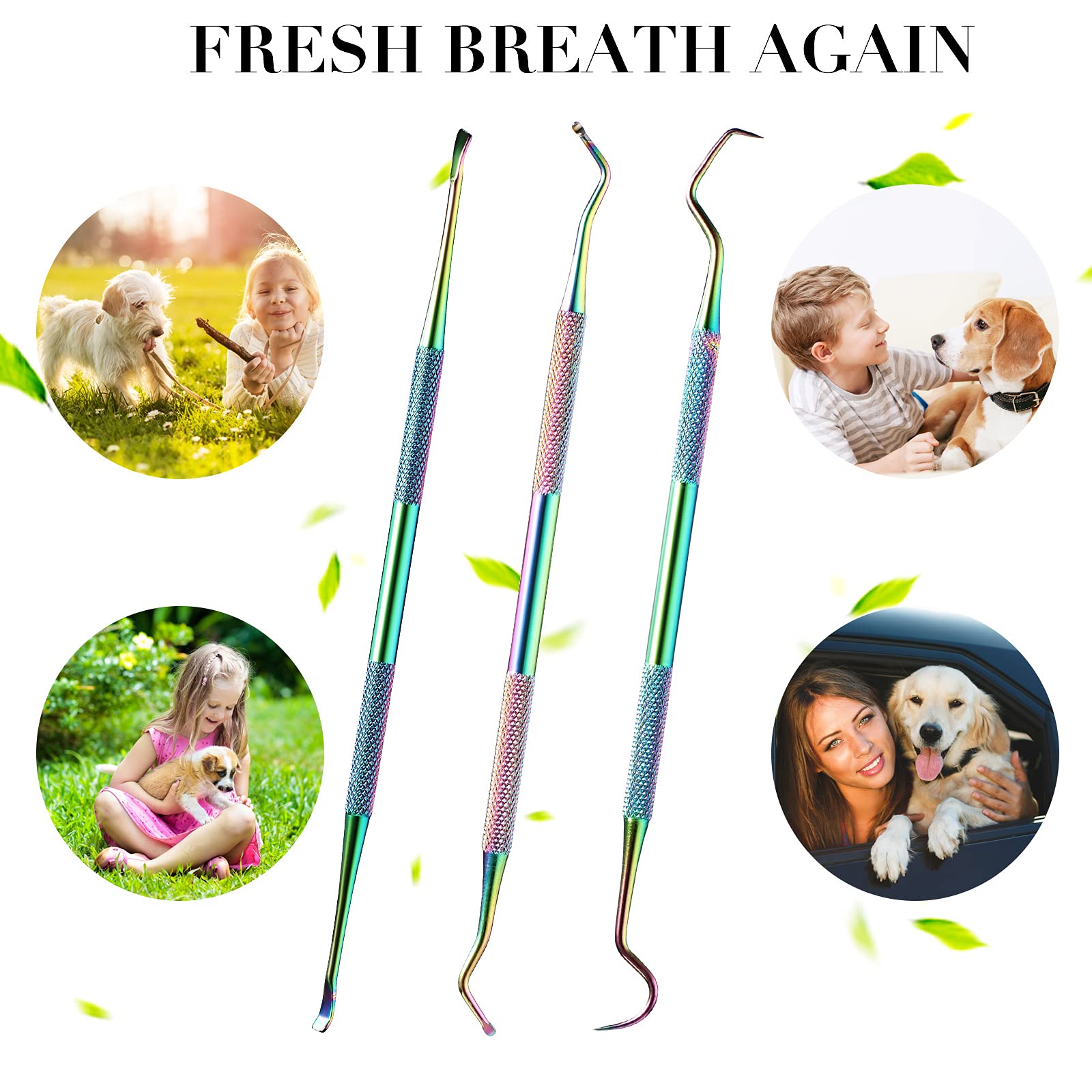 Hotop outil-nettoyage-dentaire-animal-double-tete, soin buccal pratique pour animaux.