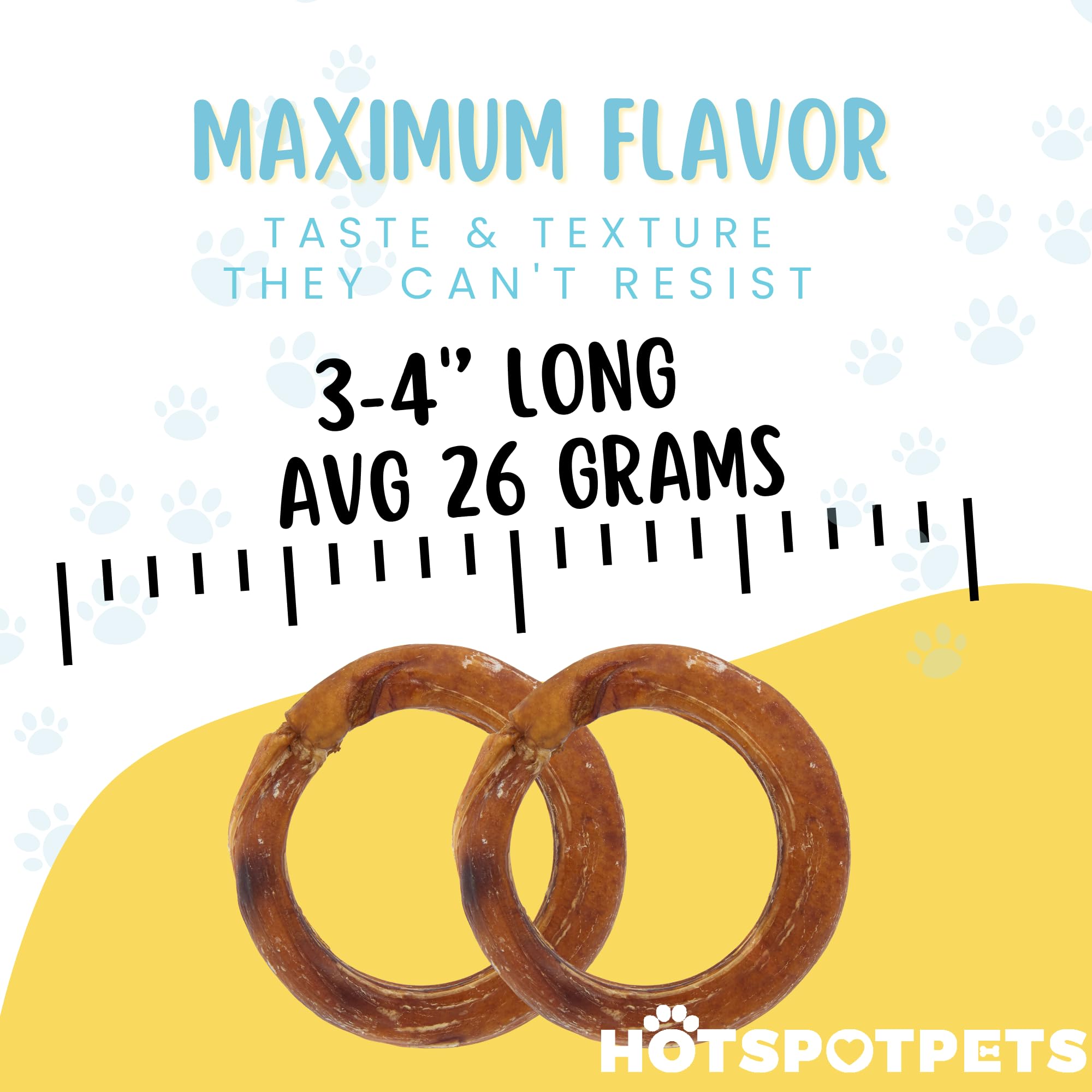 Hotspot Pets boeuf pur anneaux bully-stick, saveur naturelle.