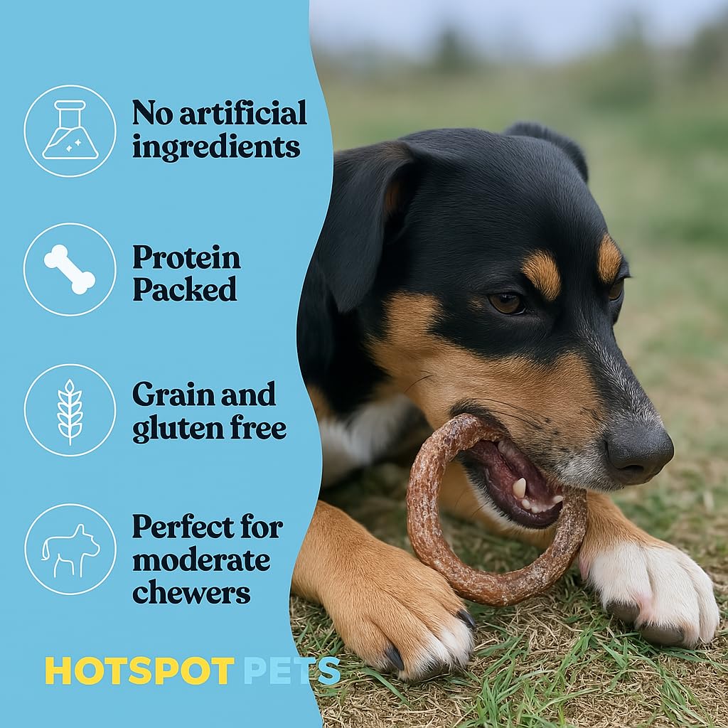 Anneaux bully-stick sans additifs Hotspot Pets pour chien sensible.
