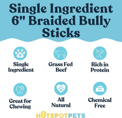 Hotspot Pets batons boeuf 6 pouces, lot de 10, snack naturel et proteine