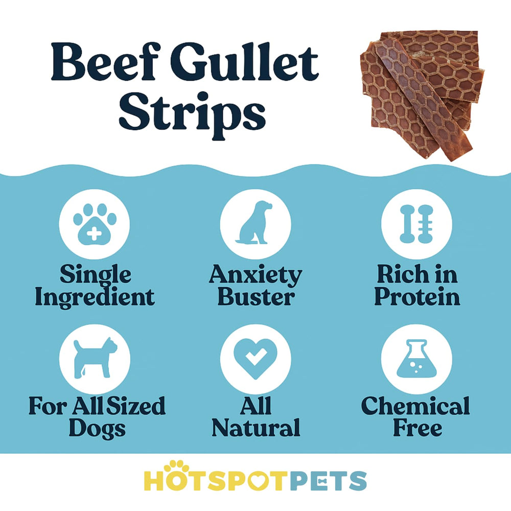 Friandise boeuf osophage Hotspot Pets, texture dense pour mastication satisfaisante.