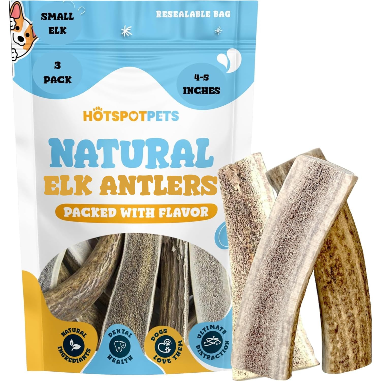 Hotspot Pets : corne cerf premium 4-5 pouces, durabilité accrue.