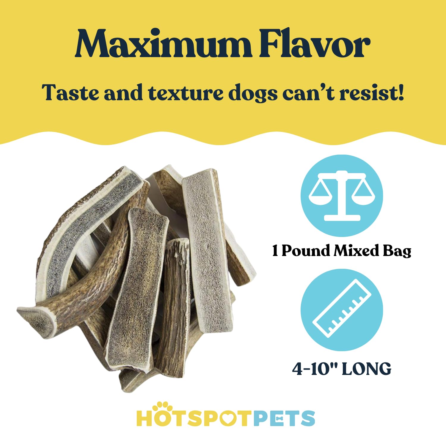 Hotspot Pets : corne de cerf fendue 4-6 pouces, alternative naturelle pour chiens forts.