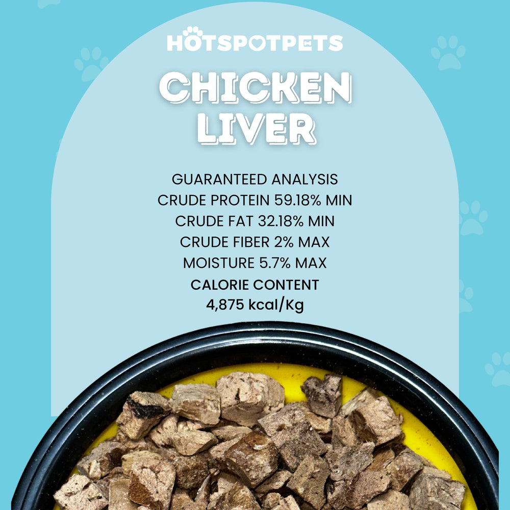 Énergie et digestion facilitées avec Hotspot Pets foie poulet séché.