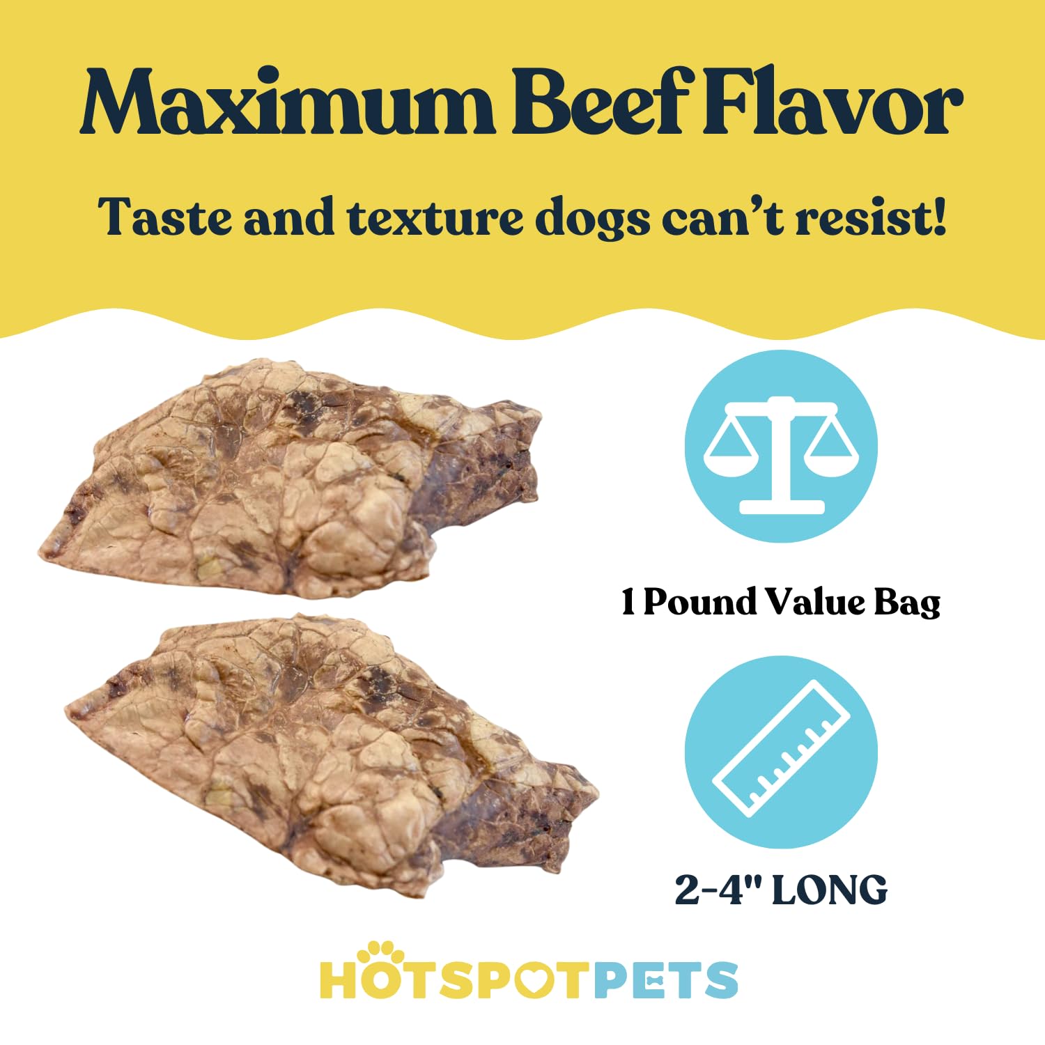 Hotspot Pets friandises poumon-boeuf alternative peau-boeuf, option facilement digeste.