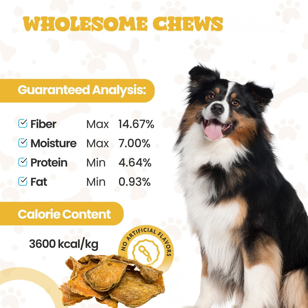 Ingrédients naturels Hotspot Pets, patate douce séchée pour une collation saine.