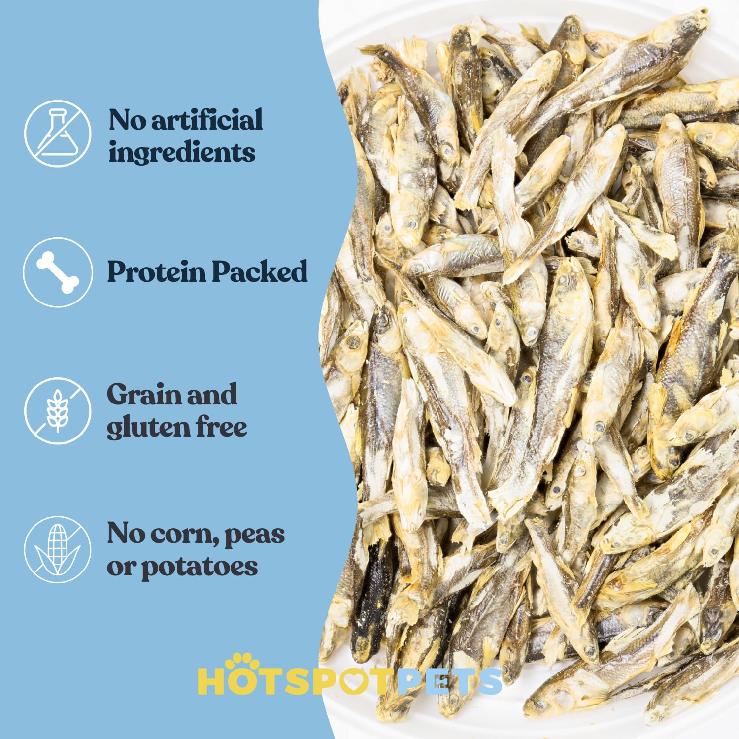 Hotspot Pets Minnows: protéines élevées et oméga-3 pour la vitalité.