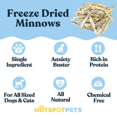 Hotspot Pets Minnows: texture sèche, plaisir croquant pour chien et chat.