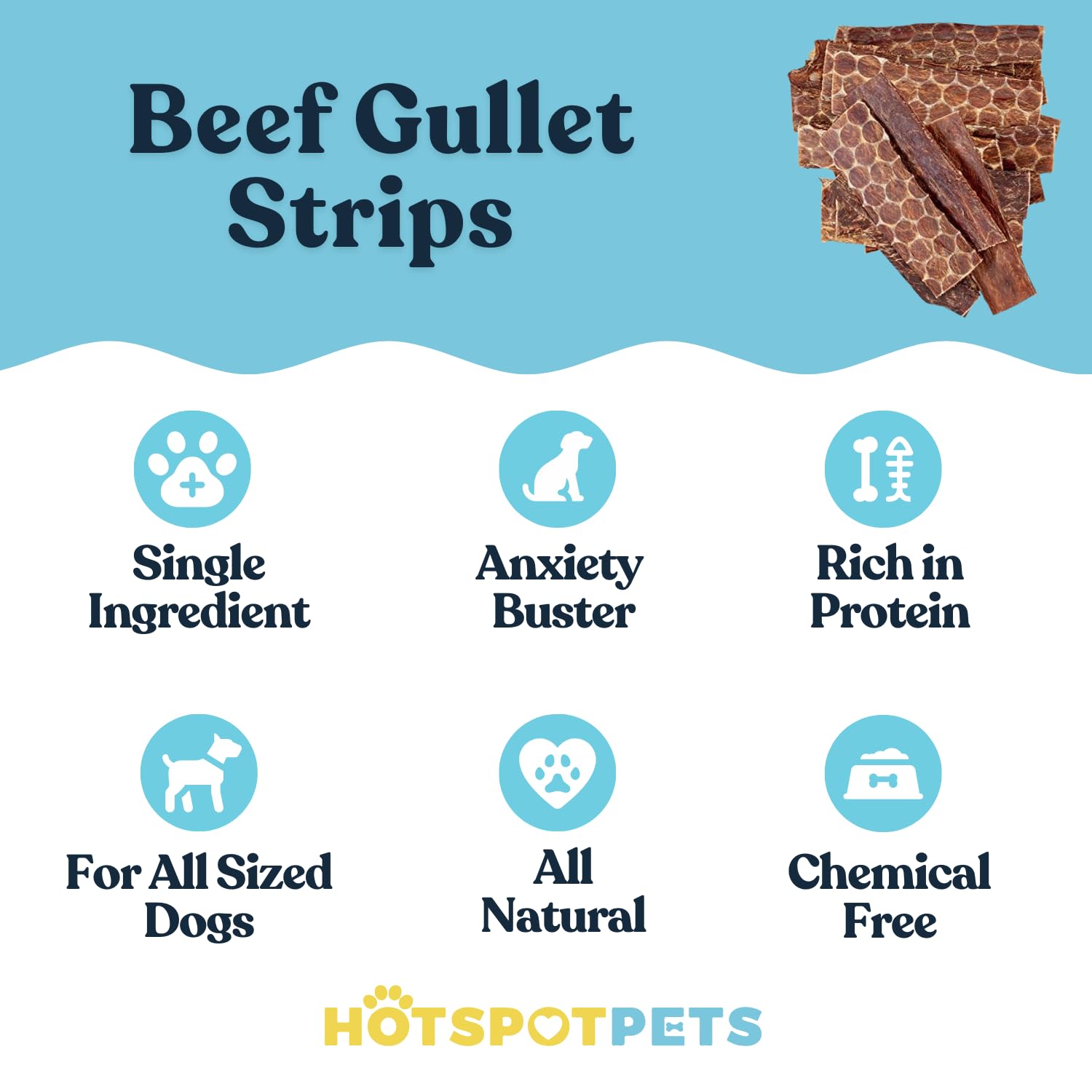 Oesophage de bœuf Hotspot Pets, texture nettoyante pour plaque dentaire.
