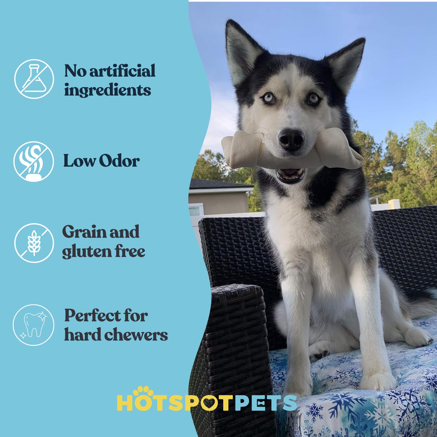 Hotspot Pets os à mâcher 8-9 pouces, pratique pour longues séances de mastication.