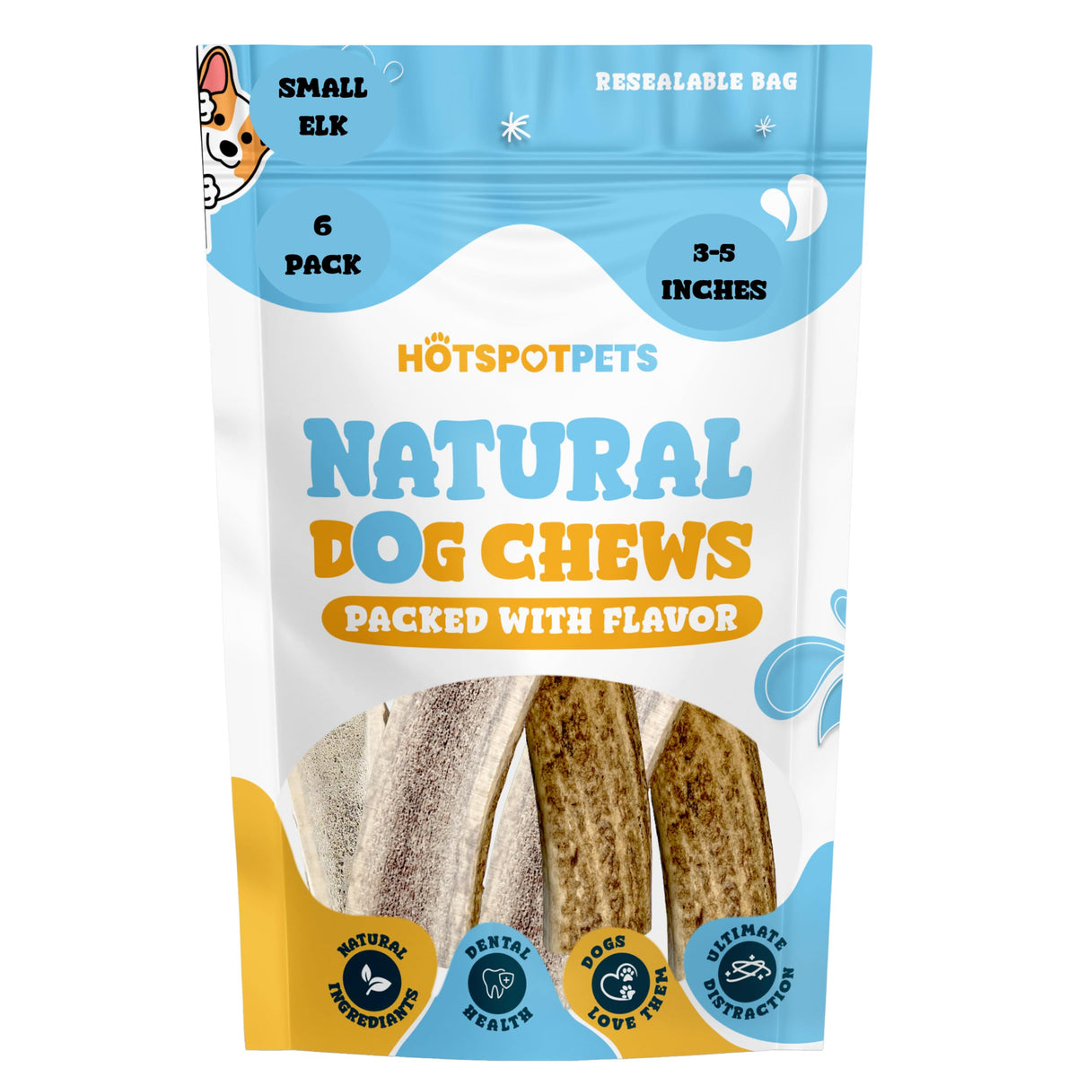 Hotspot Pets os de cerf fendu pour petit chien – favorise l’hygiène dentaire