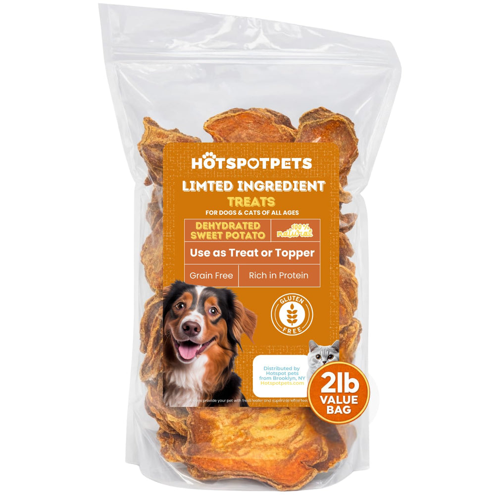 Patate douce séchée Hotspot Pets en boîte 2 lb prête à l'emploi.