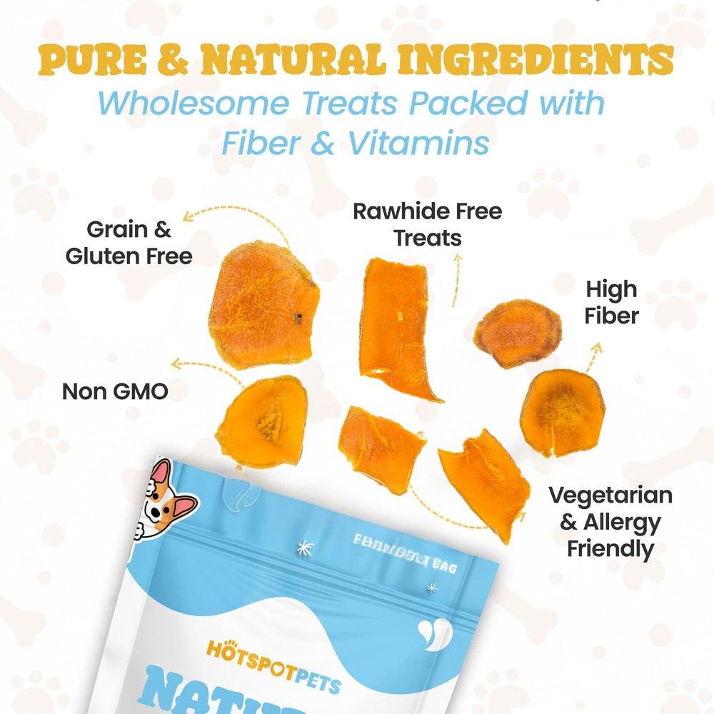 Hotspot Pets potiron séché en tranches, portion naturelle pour chien.