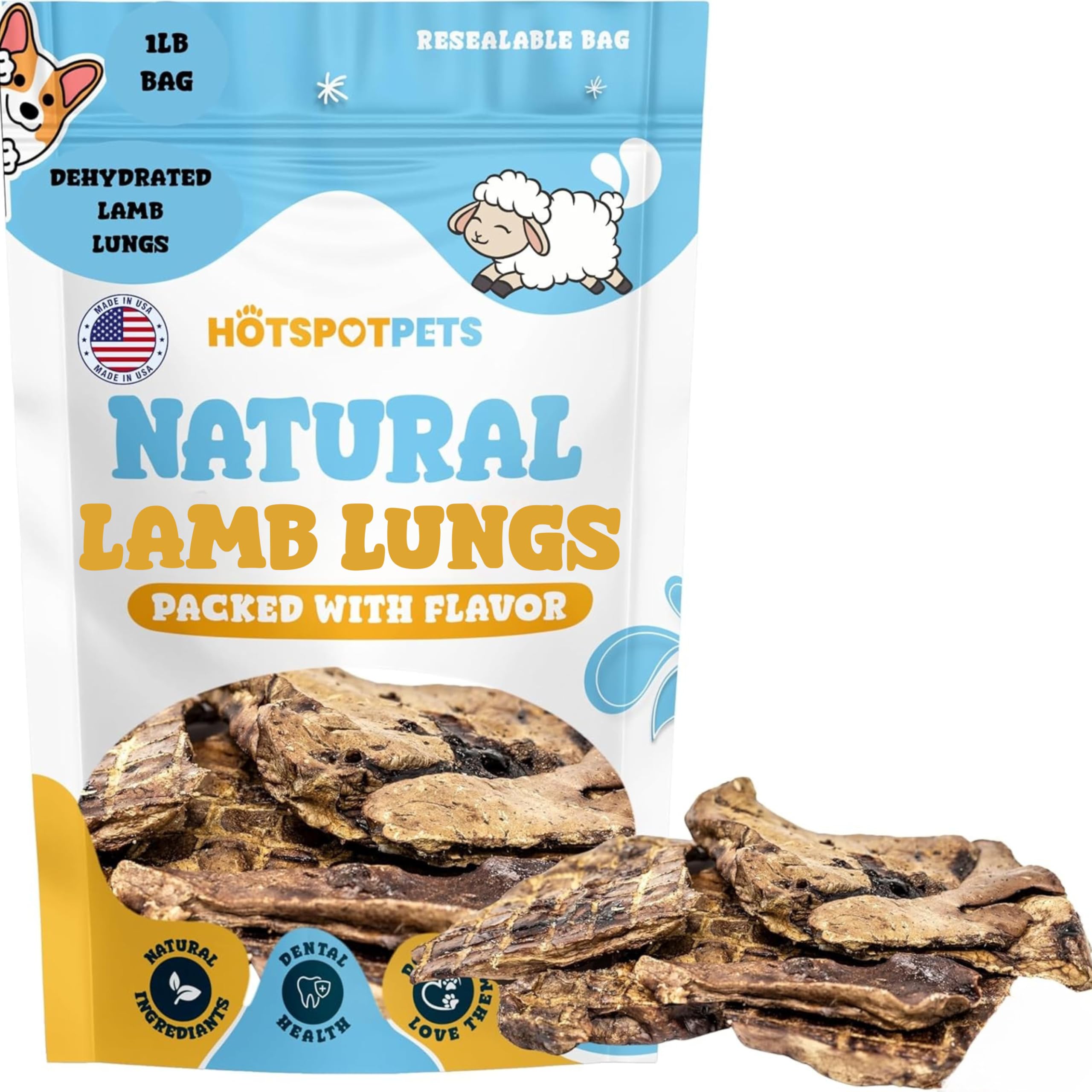 Hotspot Pets poumon d'agneau, alternative au cuir brut pour chien.