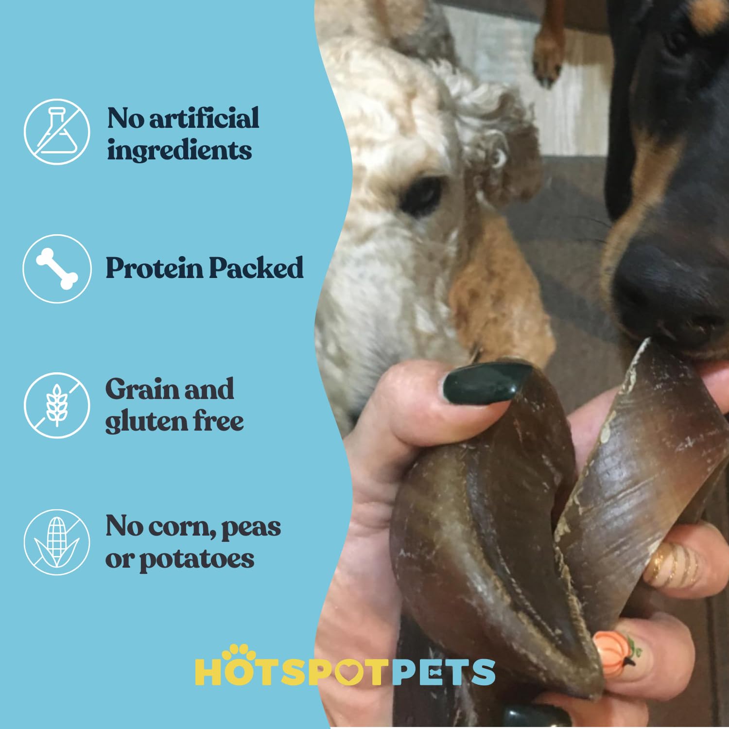 Hotspot Pets sabots de vache nourris à l herbe, goût authentique et durable.