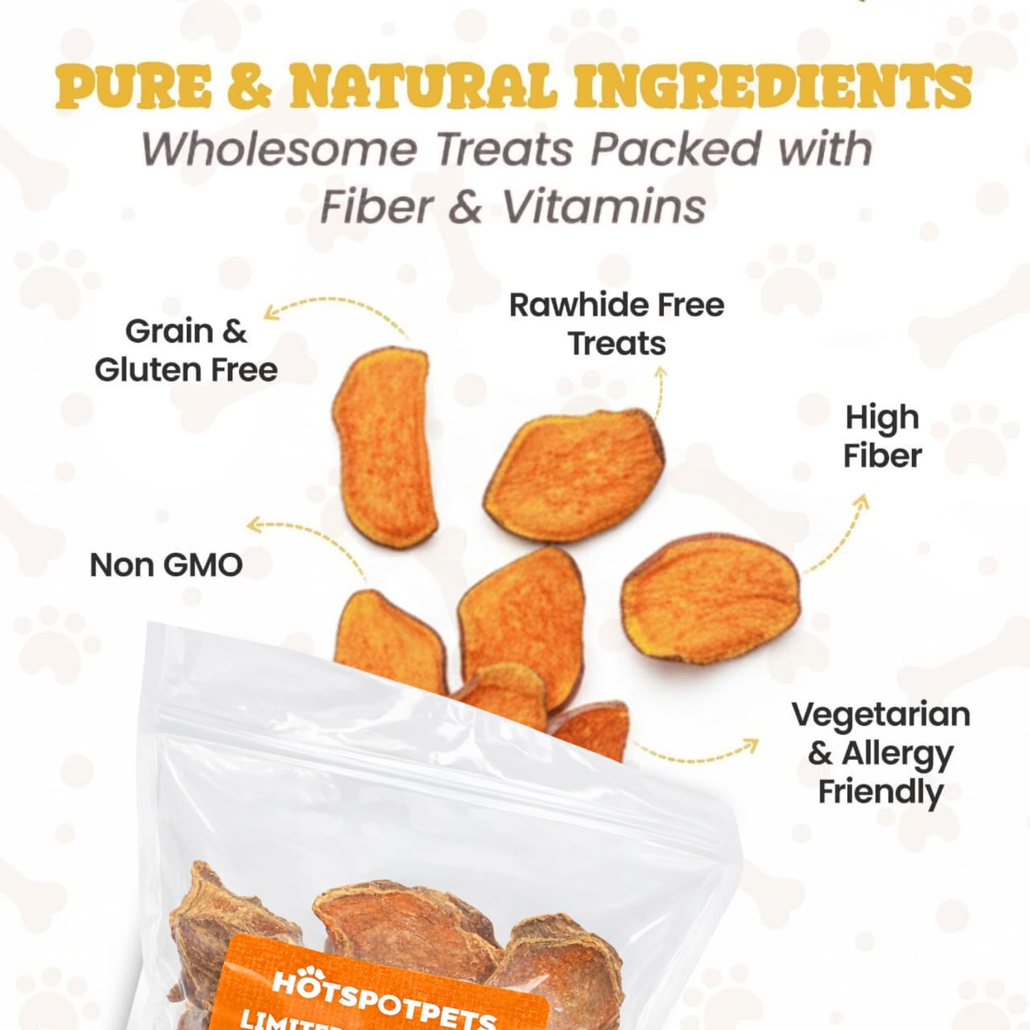 Snack naturel Hotspot Pets, protéines présentes dans la patate douce.