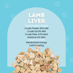 Topper alimentaire Hotspot Pets foie d'agneau lyophilisé, facile sur les croquettes.