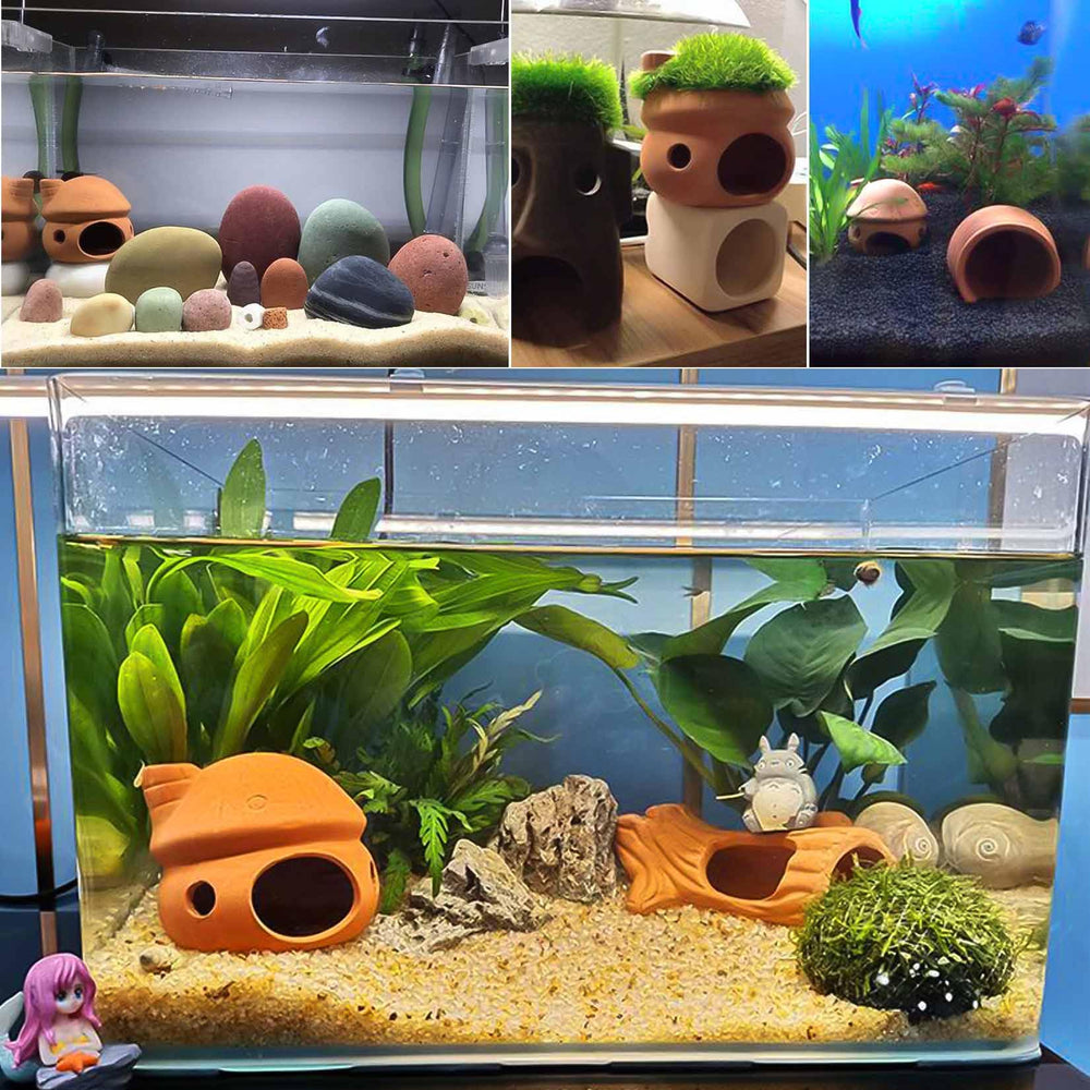 HouseUp décoration aquarium champignon en céramique, accent charmant pour le bac.