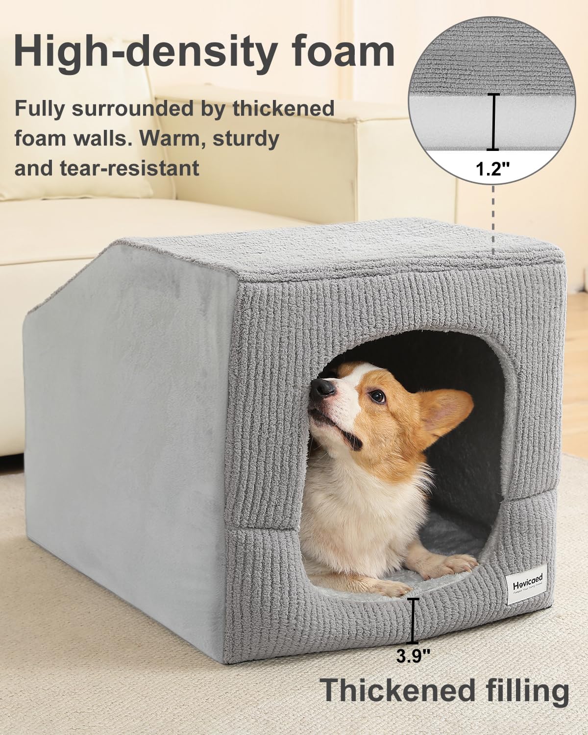 Hovicaed coussin mousse structure ondulée, soutien confortable pour chien.