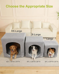 Hovicaed tente chien intérieur fermée, intimité sécurisante pour dormir.
