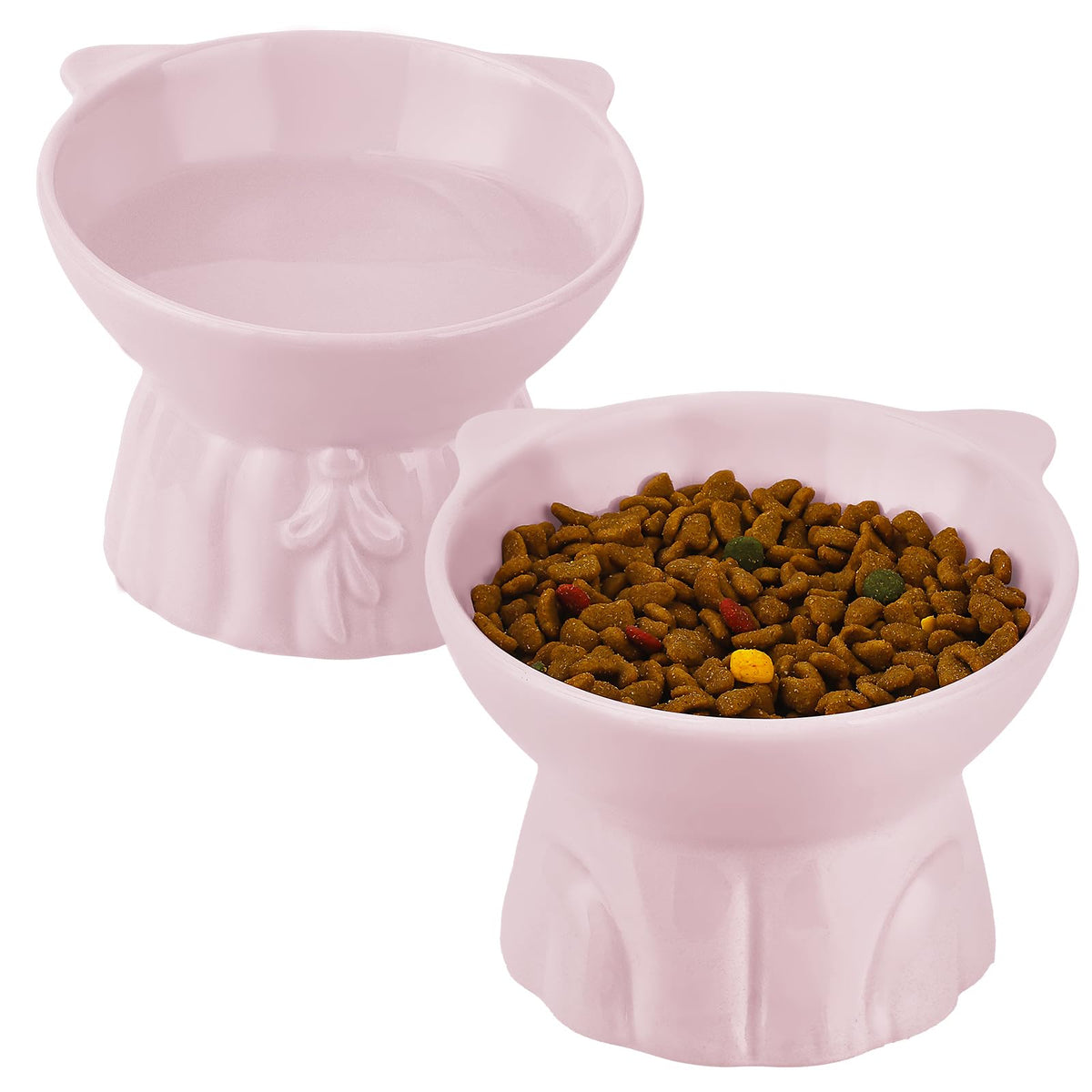 Bol surélevé Hovico rose, ensemble 2 pièces pratique pour repas quotidien.