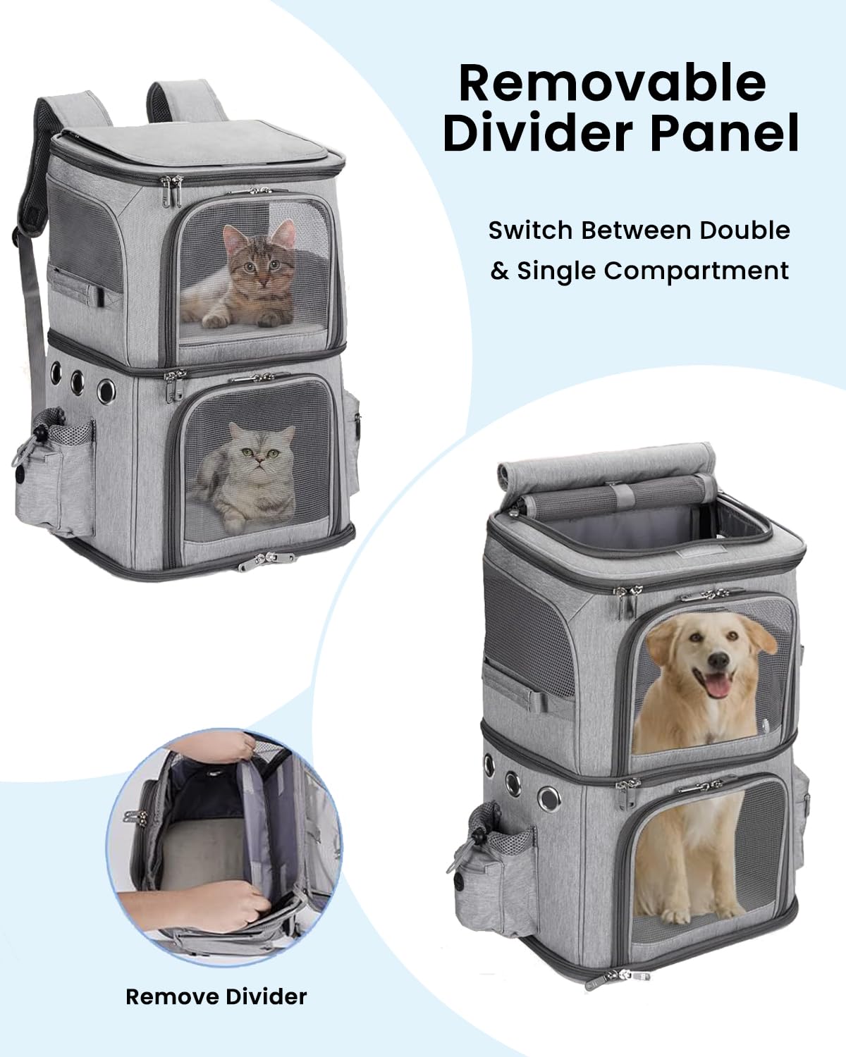 HOVONO sac porte-animaux, vue arrière, accès facilité et confort.