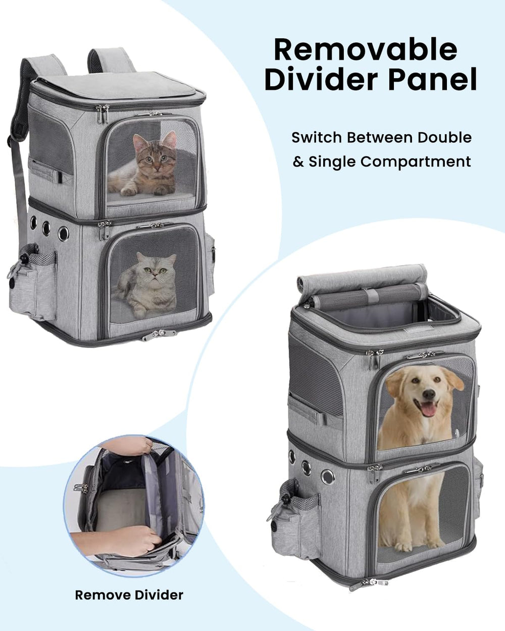 HOVONO sac porte-animaux, vue arrière, accès facilité et confort.