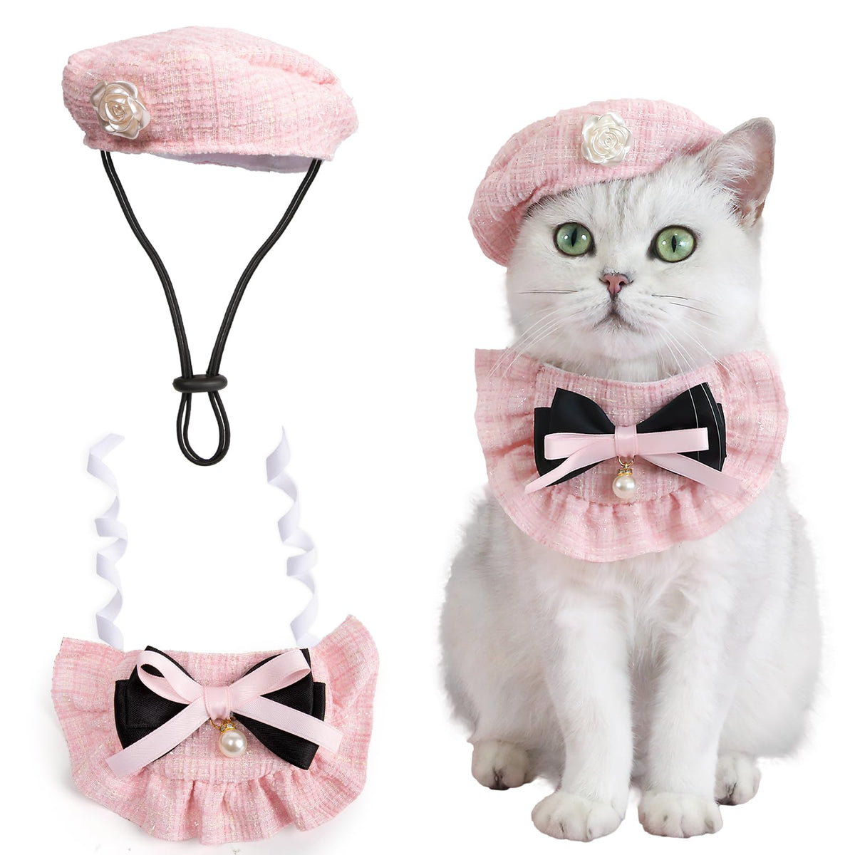 HOWWFALY beret chat camellia: look élégant pour fêtes et photos