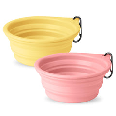 HOYEHOLA gamelle pliante rose en silicone, pratique pour les voyages et balades.