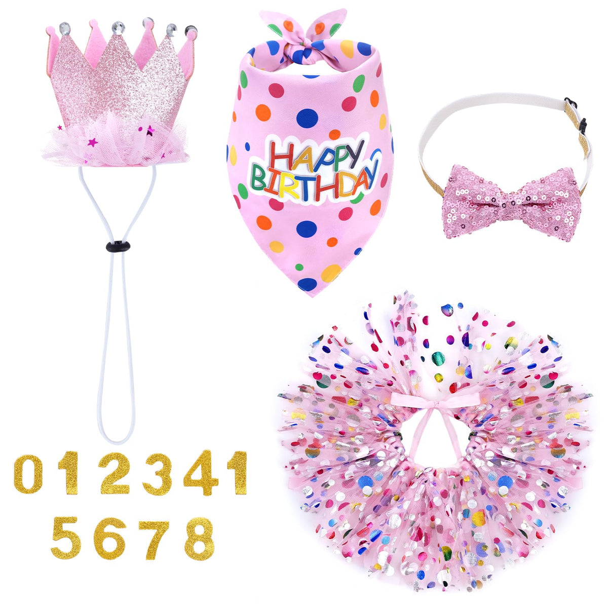 Chapeau anniversaire hoyuwak pour chien rose, accessoire festif pour photos.
