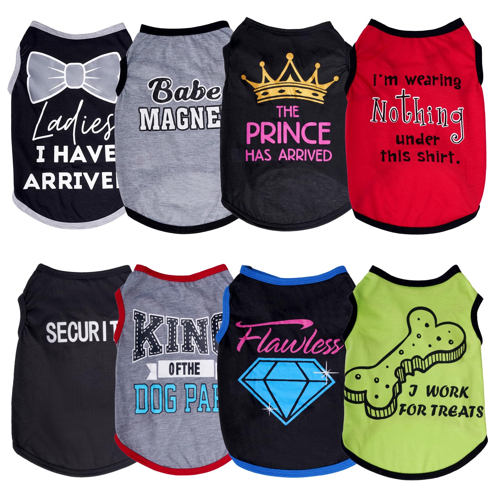 Hoyuwak ensemble huit pièces t-shirts chien, diversification facile pour le quotidien.