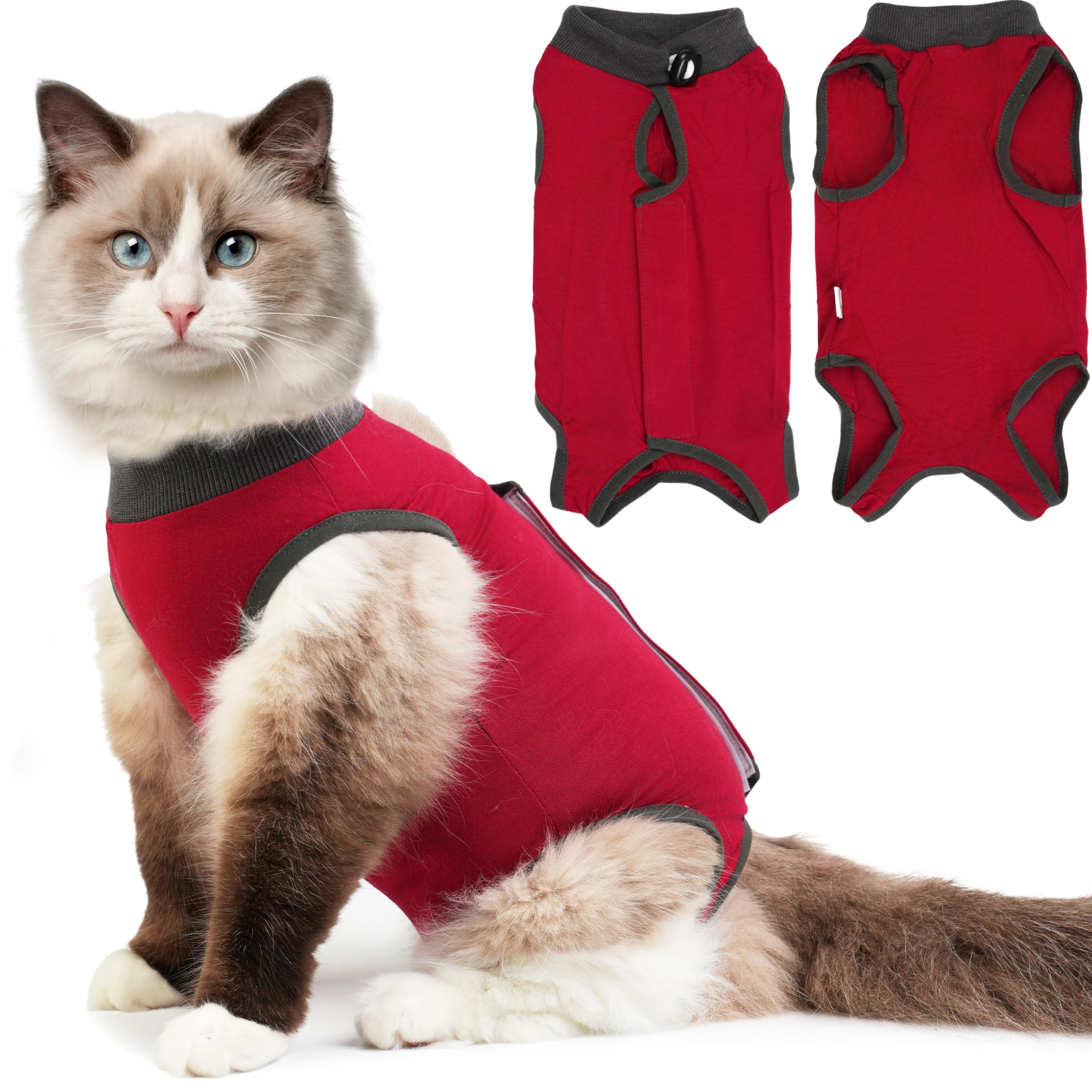 Hpetppy combinaisons-recup-chat-rouge: protection post-chirurgie et confort durable pour votre chat