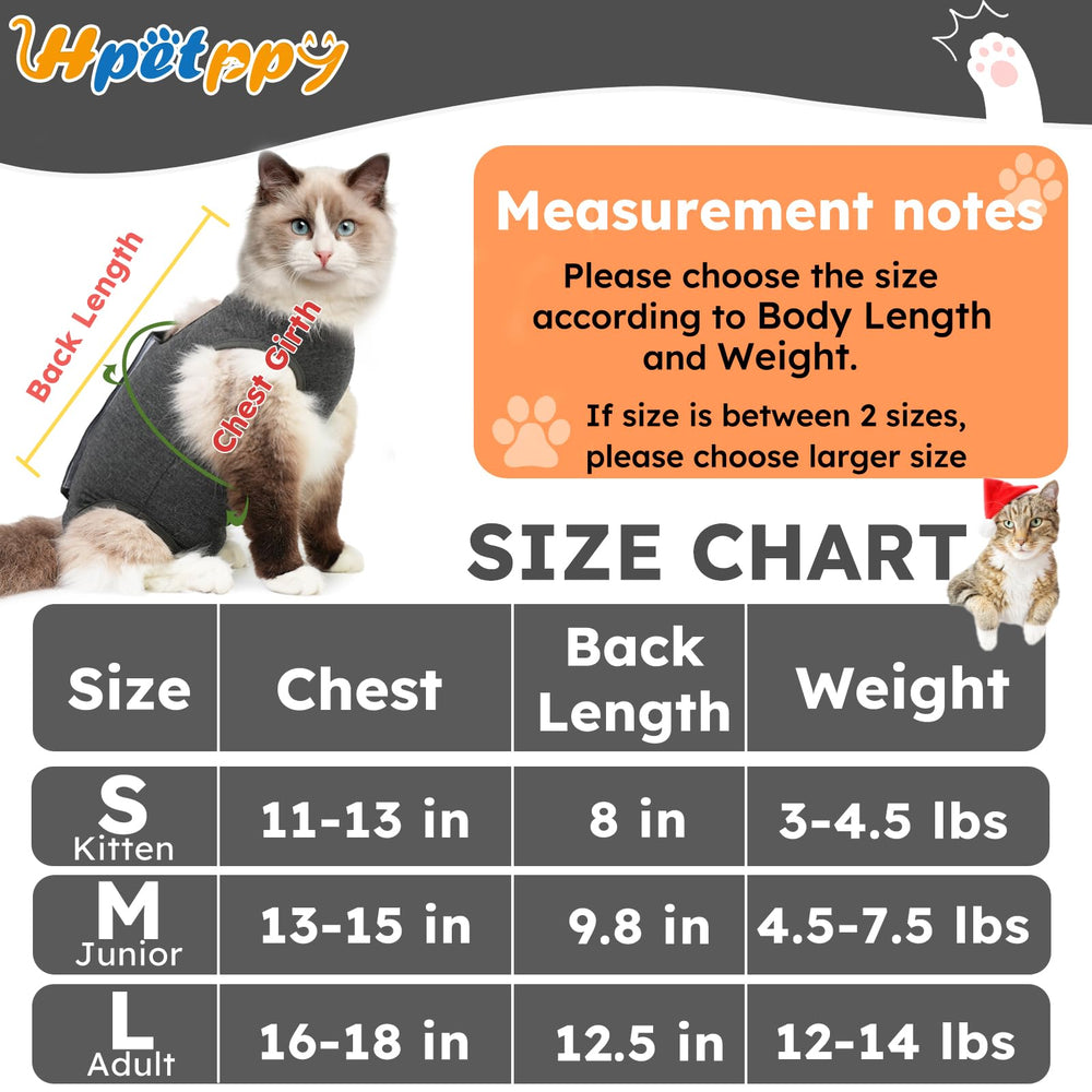 Hpetppy combi chat gris foncé - tenue douce et ajustable pour le rétablissement.
