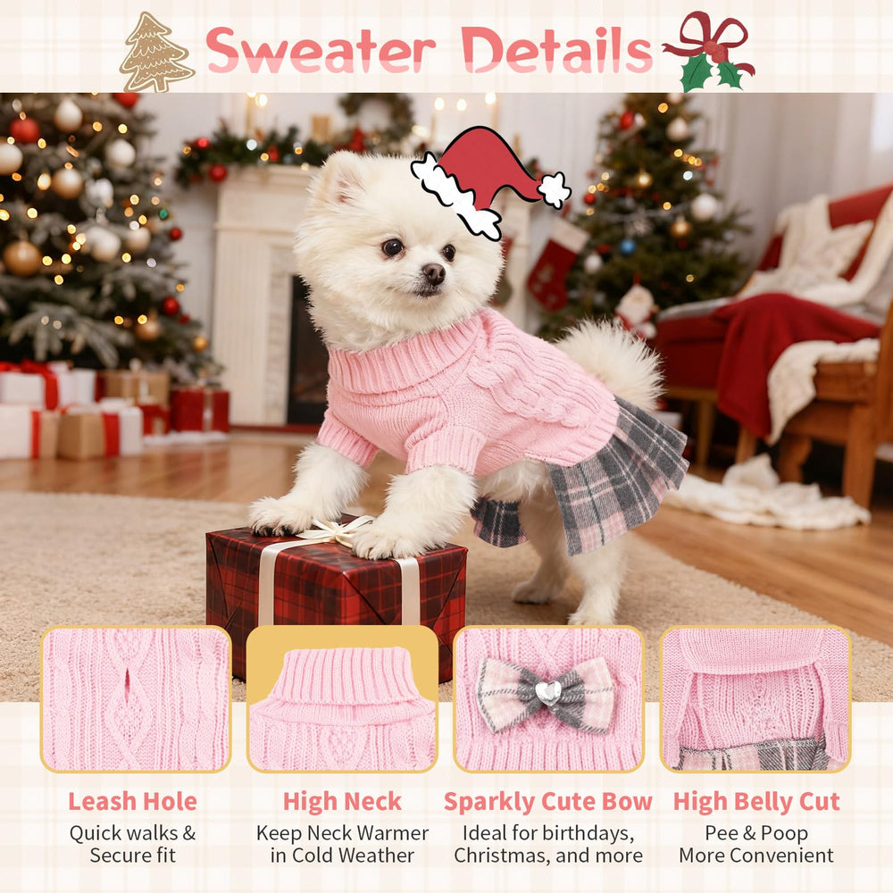 Motif gingham rose sur le vêtement pour petit chien.