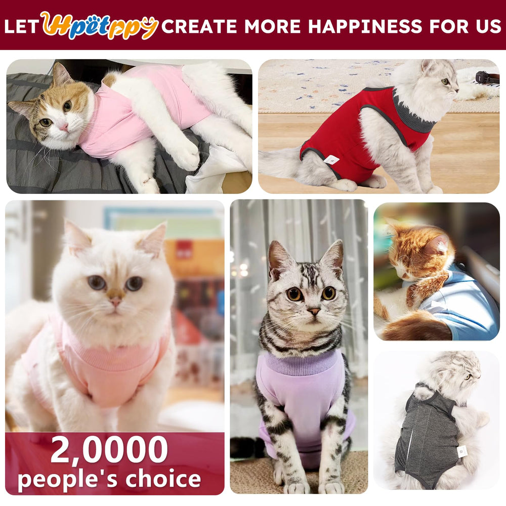 Hpetppy veste-récupération Chat – couleur rouge, douceur et protection pendant la récupération.