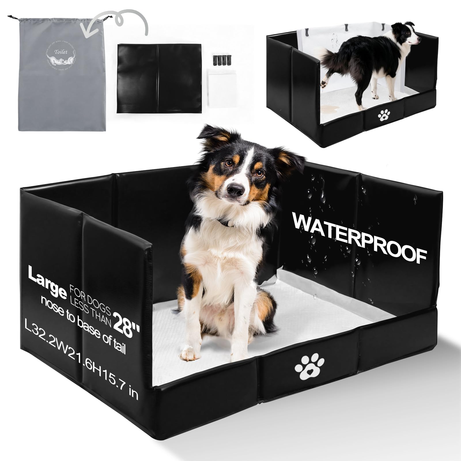 HQ4US 4LEGS bac-toilette-chien-pliable, pratique pour une installation rapide à domicile.