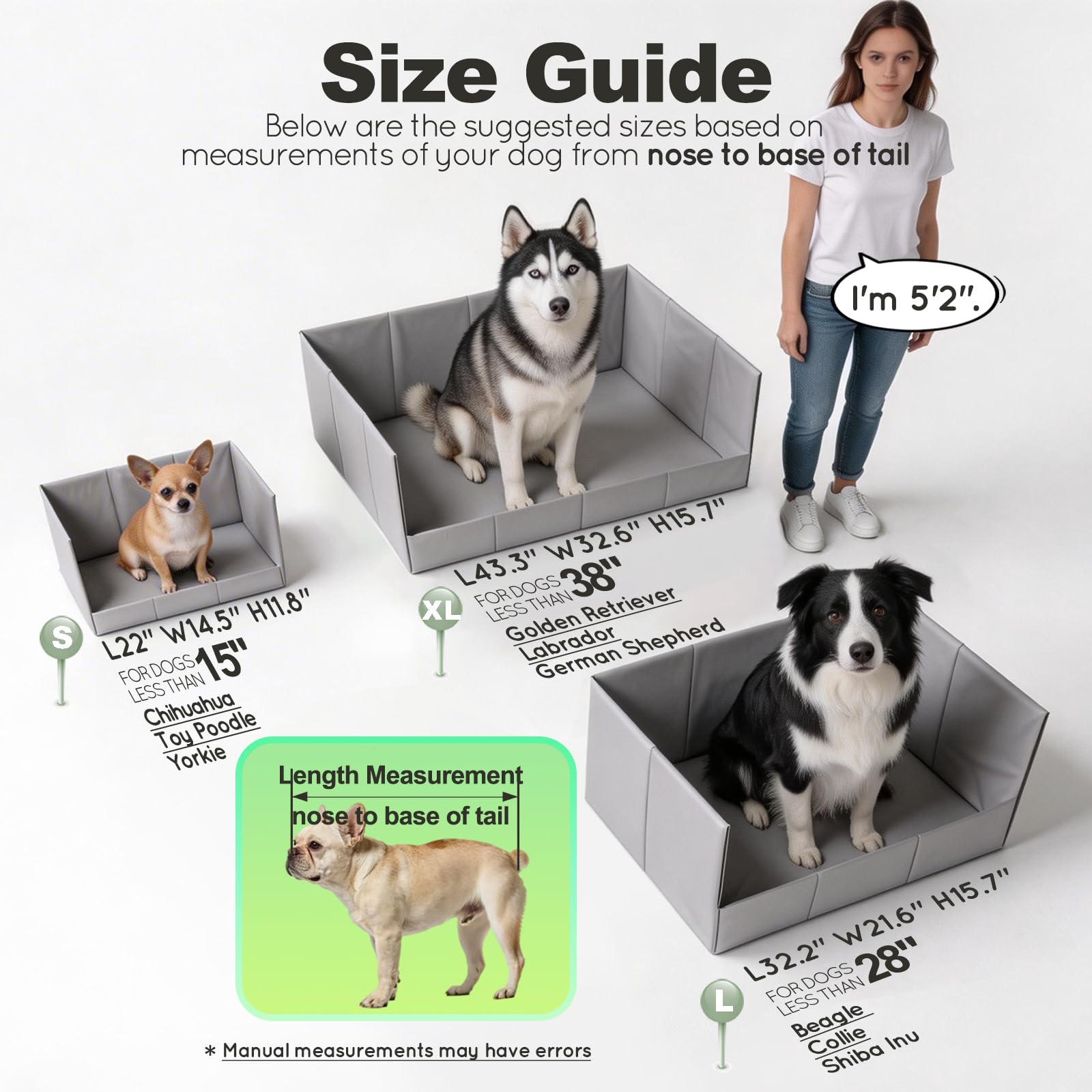 HQ4US 4LEGS murs hauts bac toilette chien pour confinement propre