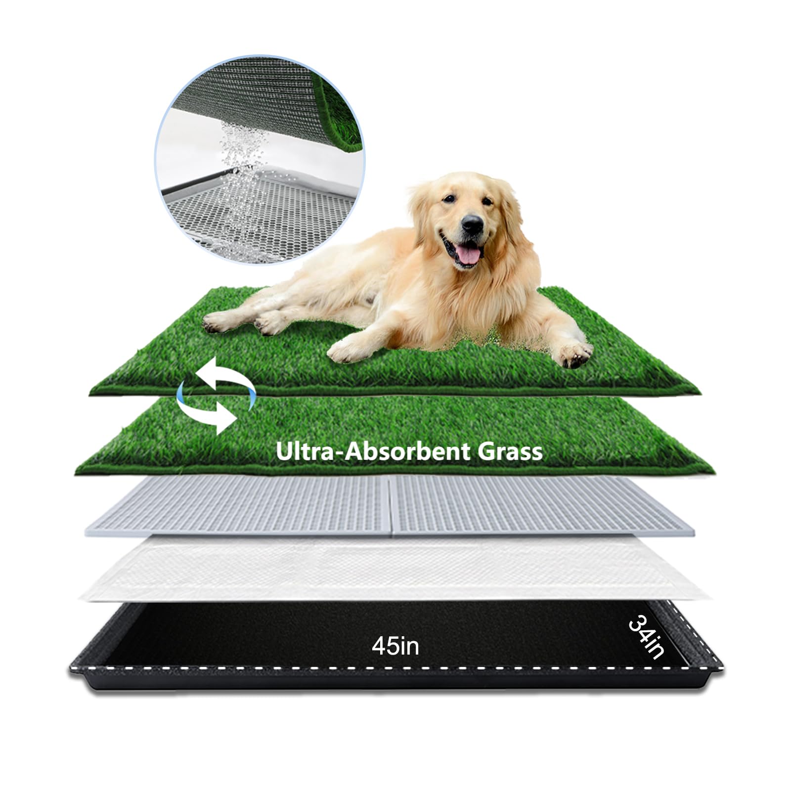 HQ4US 4LEGS Tapis herbe artificielle 45x34 pour chien, utilisation intérieure confortable.