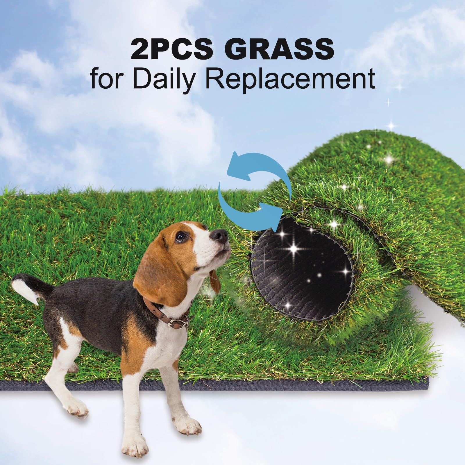 HQ4US 4LEGS Tapis herbe artificielle bord ourlé pour plus de stabilité.