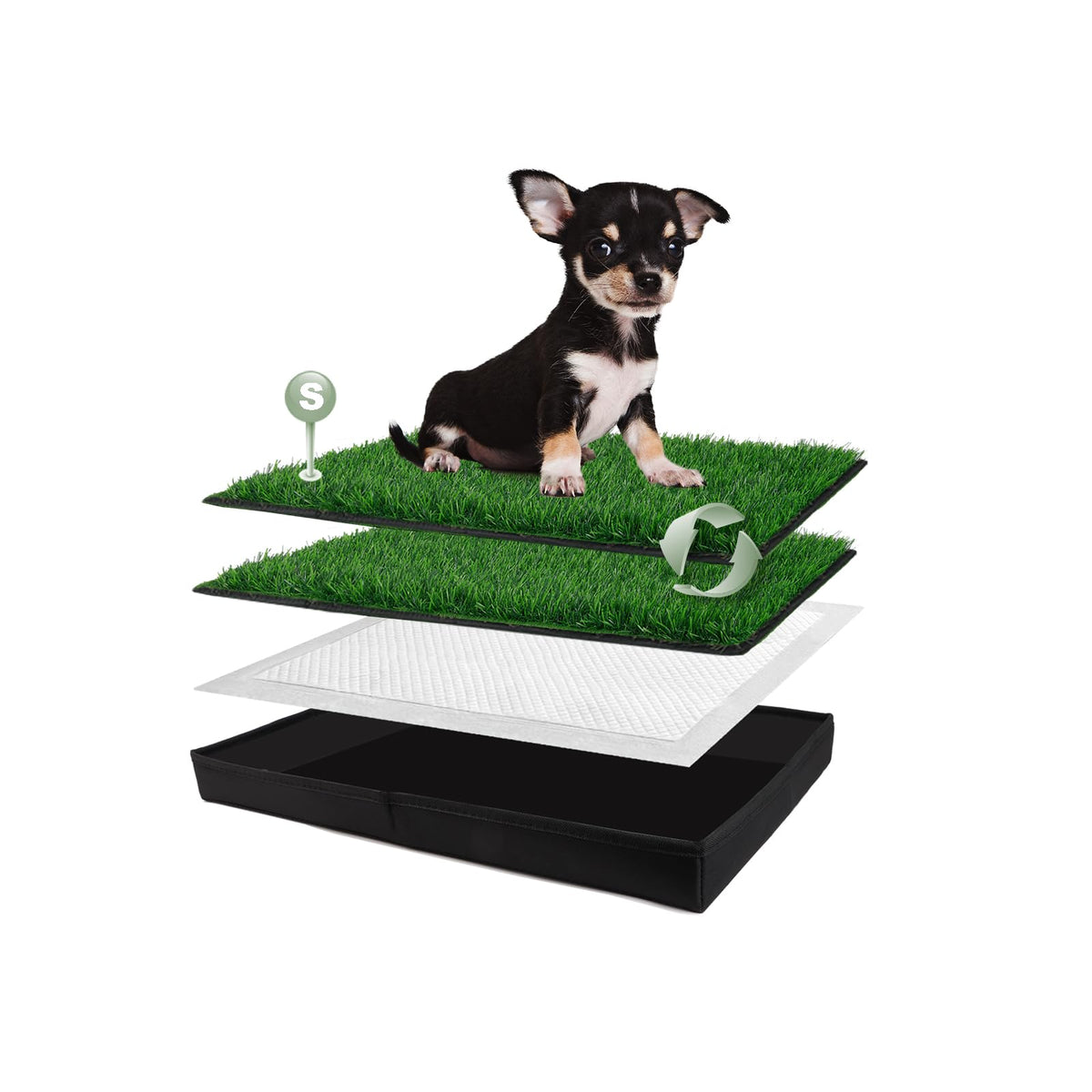 HQ4US 4LEGS tapis d’herbe artificielle pour chien pliable, idéal pour l’entraînement intérieur.