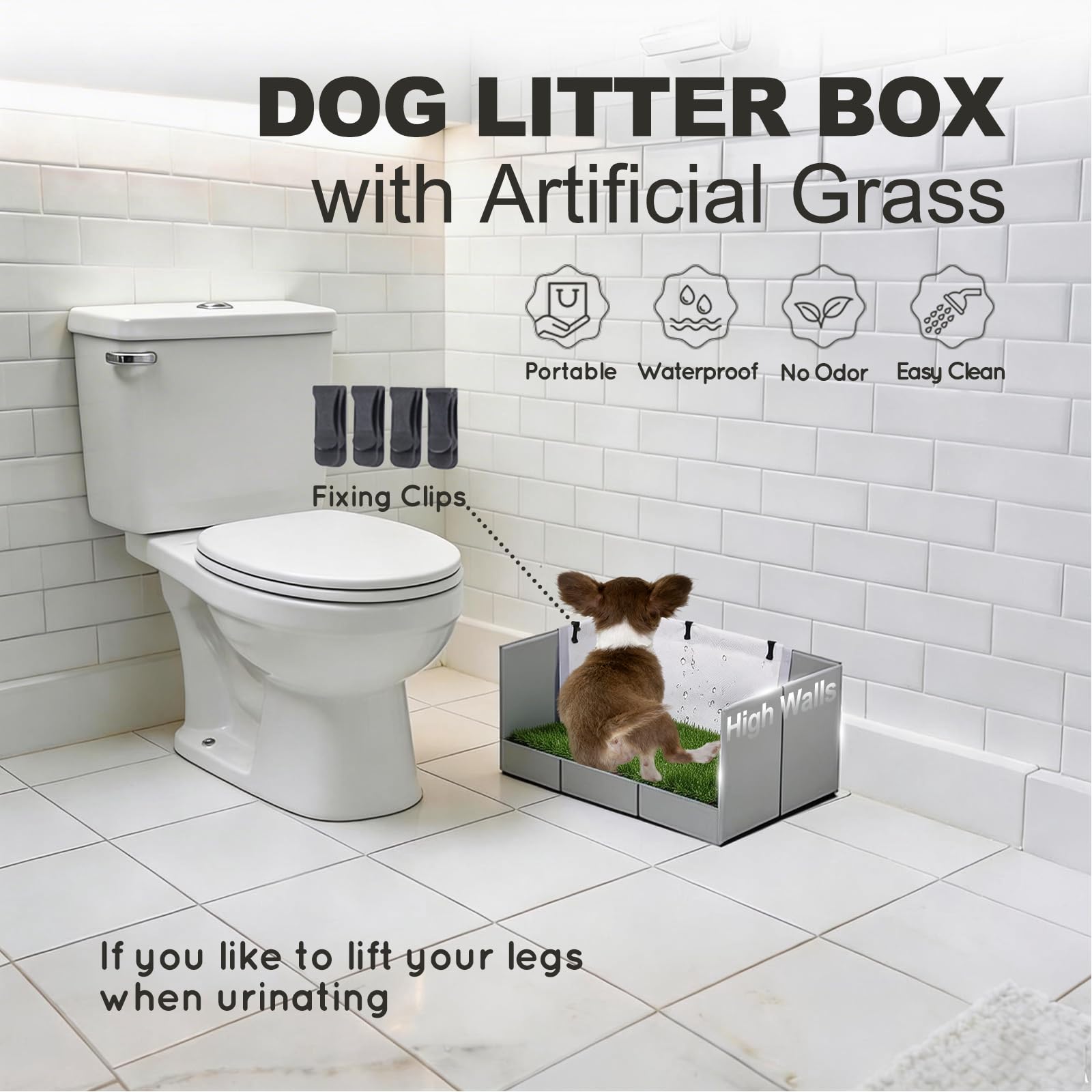 HQ4US 4LEGS plateau litière chien pliable, montage rapide et pratique