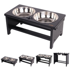 HTB gamelles-surlevees-chien avec support en bambou pour une posture naturelle pendant le repas