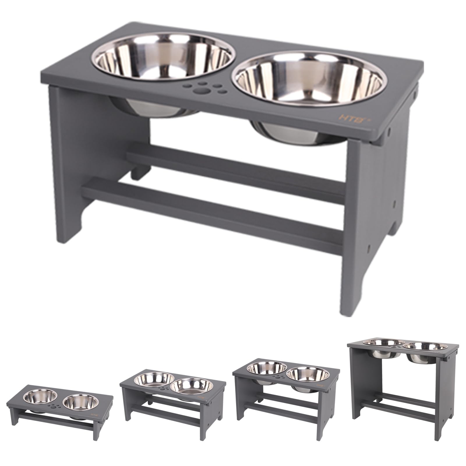 HTB gamelles surélevées pour chiens avec 2 bols inox, confort de repas.