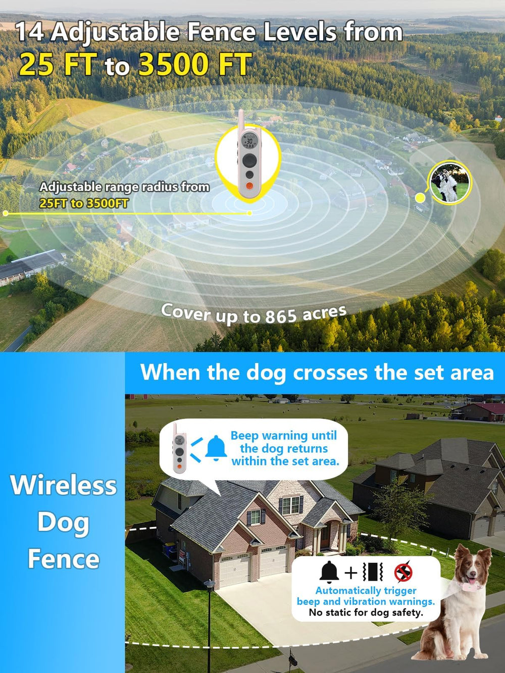 Htcuto télécommande d'entraînement à 6000 pieds pour chien.