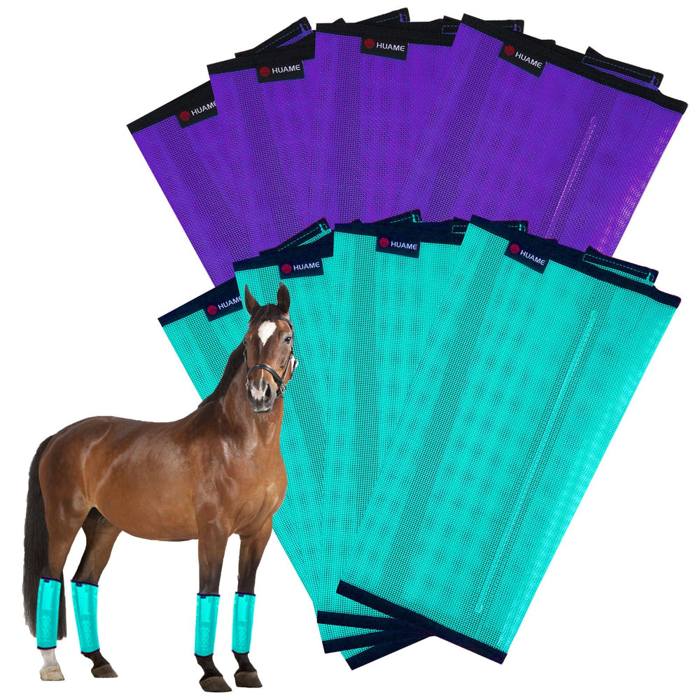 HUAME bottes anti-insectes pour chevaux violet-vert, protection légère pendant les sorties.