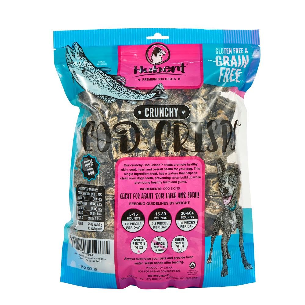 Hubert Pet Premium sans additifs cabillaud: friandise naturelle sans colorants pour chiens.