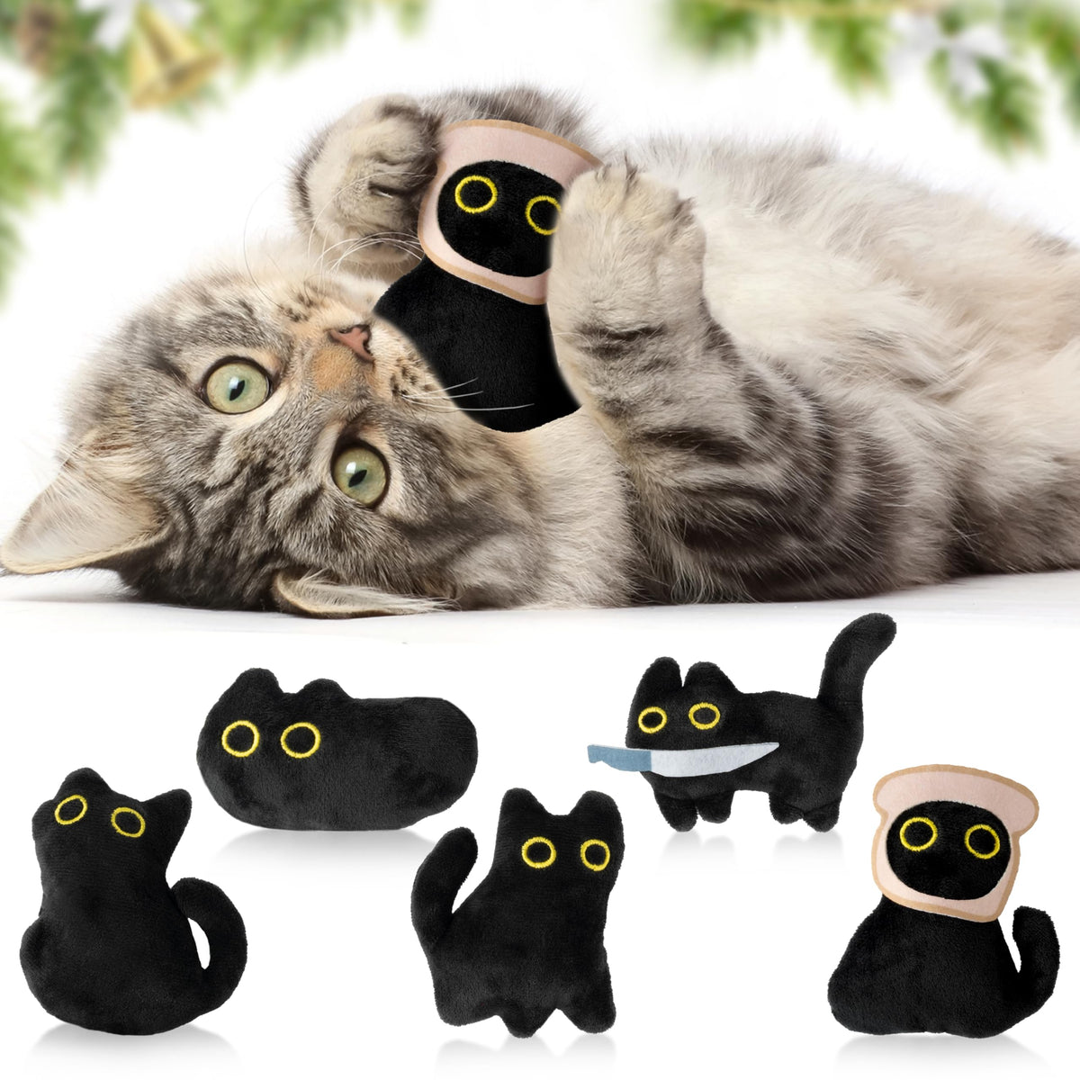 HubirdSall jouet chat noir crinkle stimule l activité.
