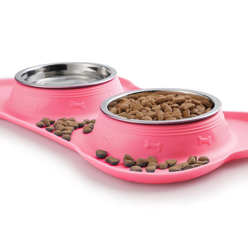 Hubulk ensemble repas animaux rose – convient pour eau et nourriture.
