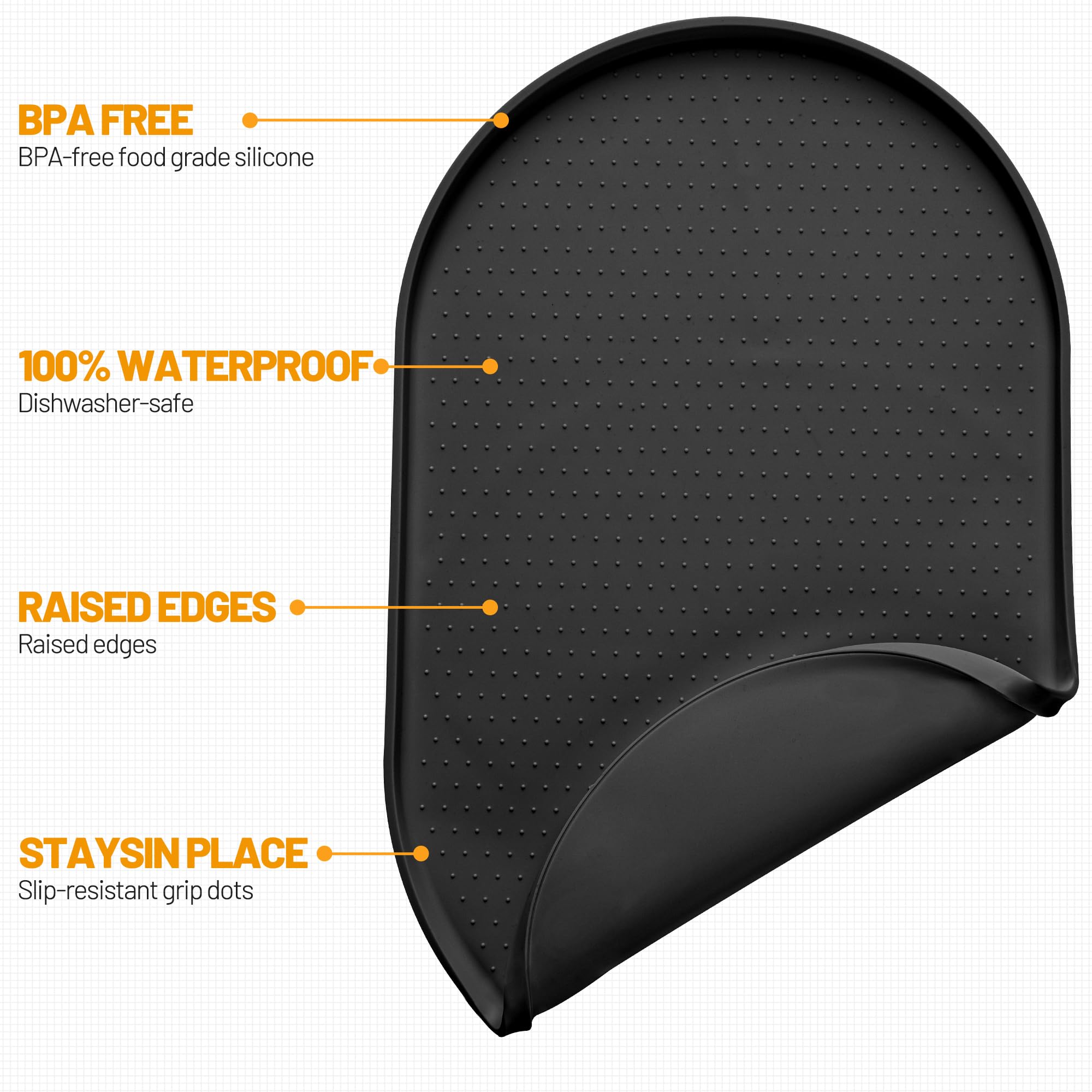 Hubulk tapis alimentation silicone noir 19x12, adapté à divers bols.