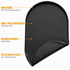 Hubulk tapis alimentation silicone noir 19x12, adapté à divers bols.